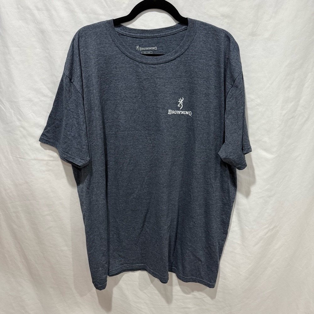 Browning American Flag Logo T-Shirt 3XL Gray Short Sleeve Hunting Outdoors USA‎